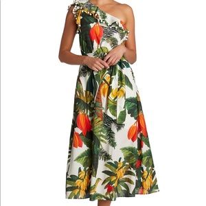 FARM Rio White Cocoa Forest One Shoulder Dress